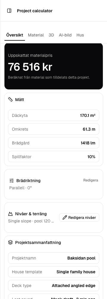 Räkna fram riktiga materialmängder screenshot